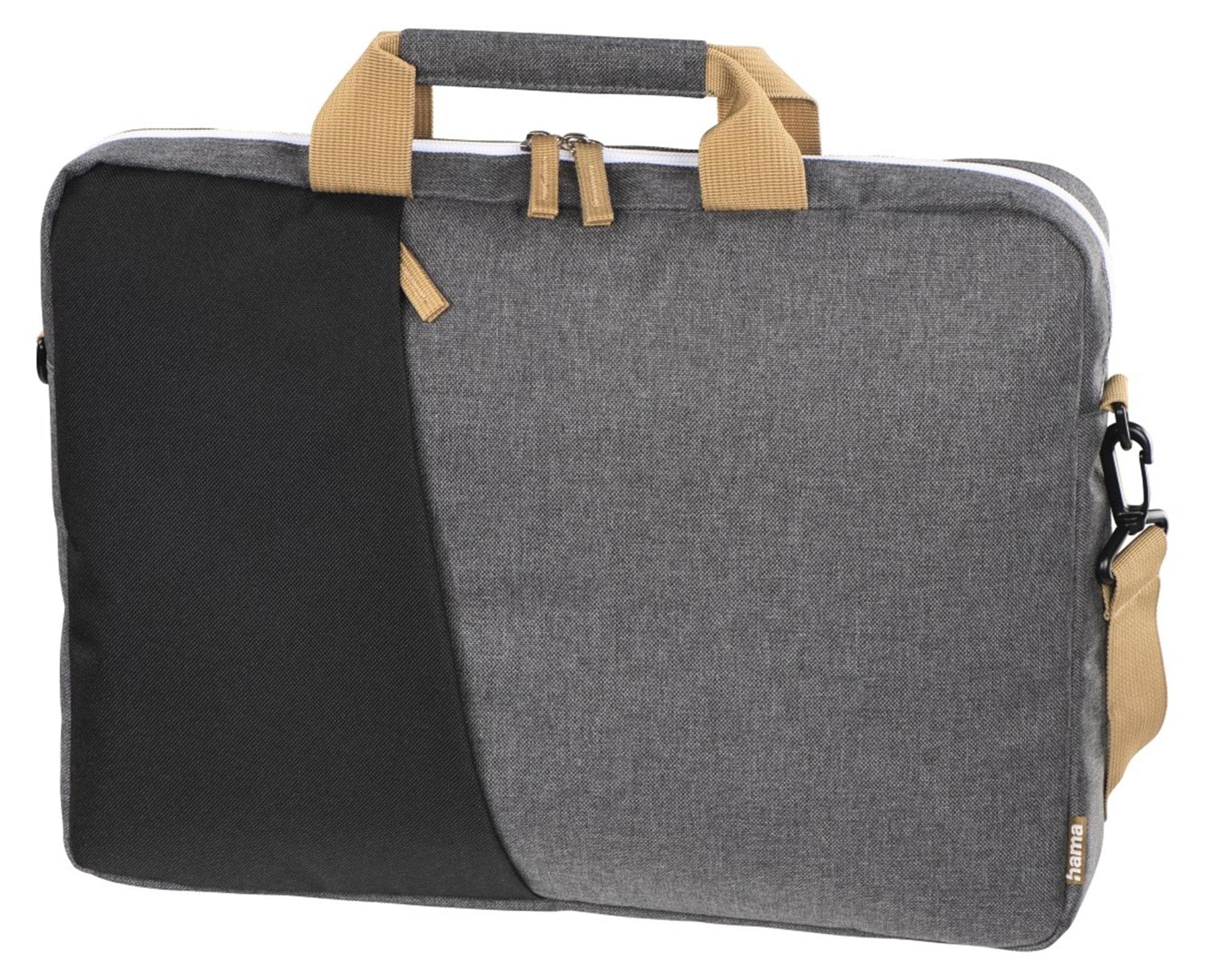 Елегантна чанта с дръжки и презрамка за MacBook Pro 13, Air 13 и лаптопи до 13.3 инча - Hama Florenz Laptop Bag 13.3 (черен-сив)