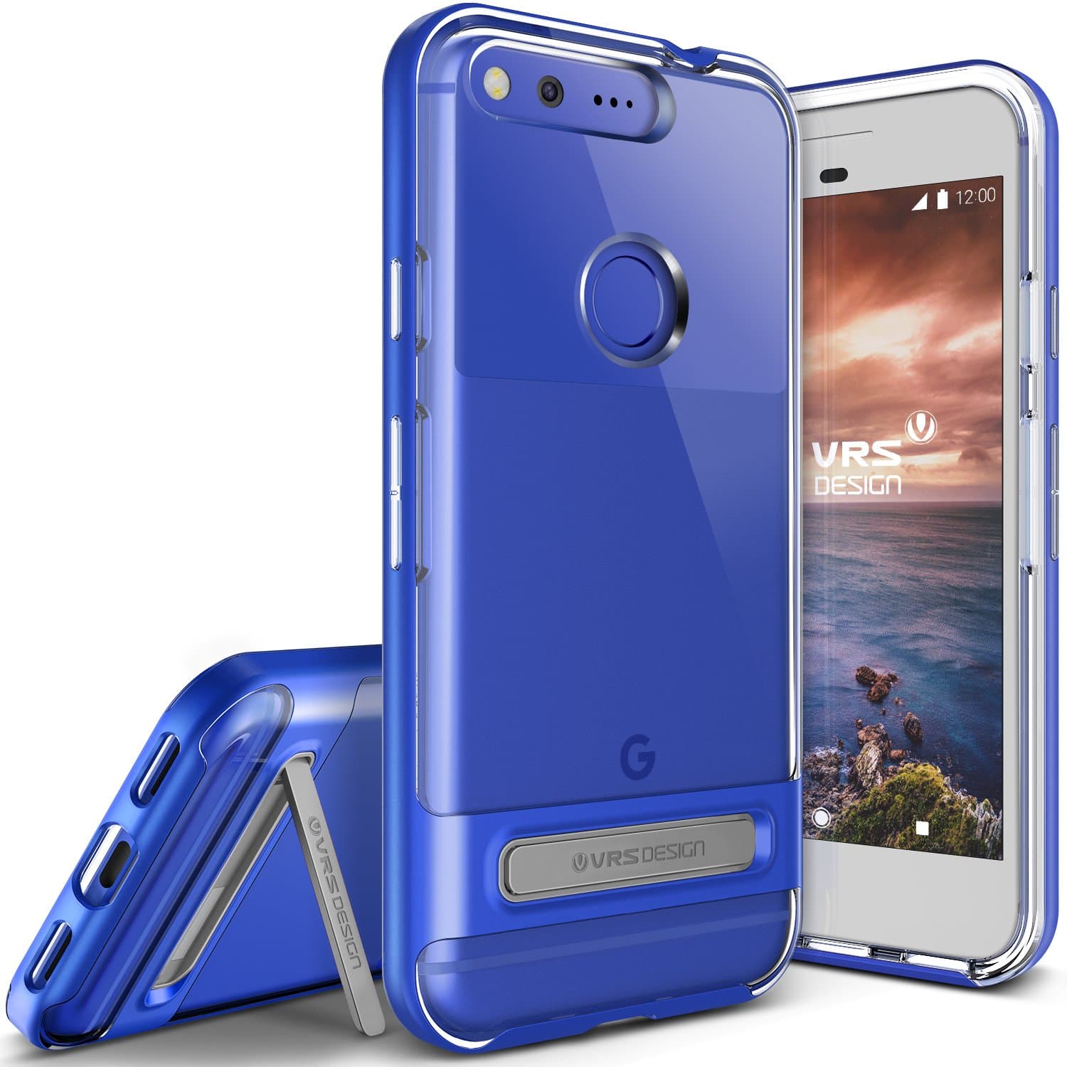 Хибриден удароустойчив кейс за Google Pixel - Verus Crystal Bumper Case (син-прозрачен)