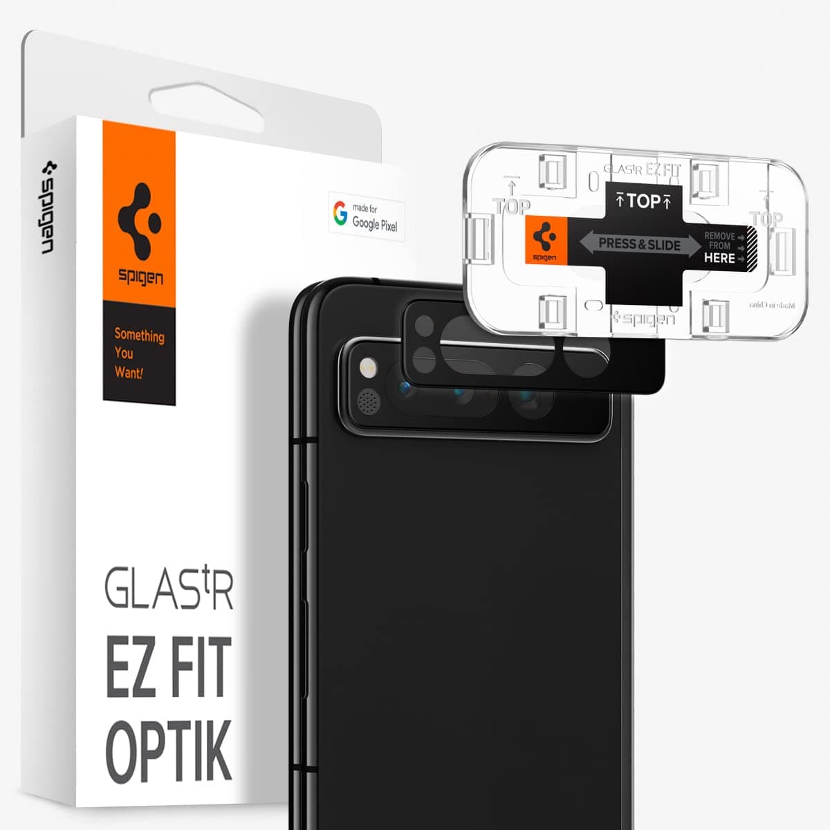 Комплект 2 броя предпазни стъклени протектора за камерата на Google Pixel Fold - Spigen Glass Optik Lens Protector 2 Pack (черен)