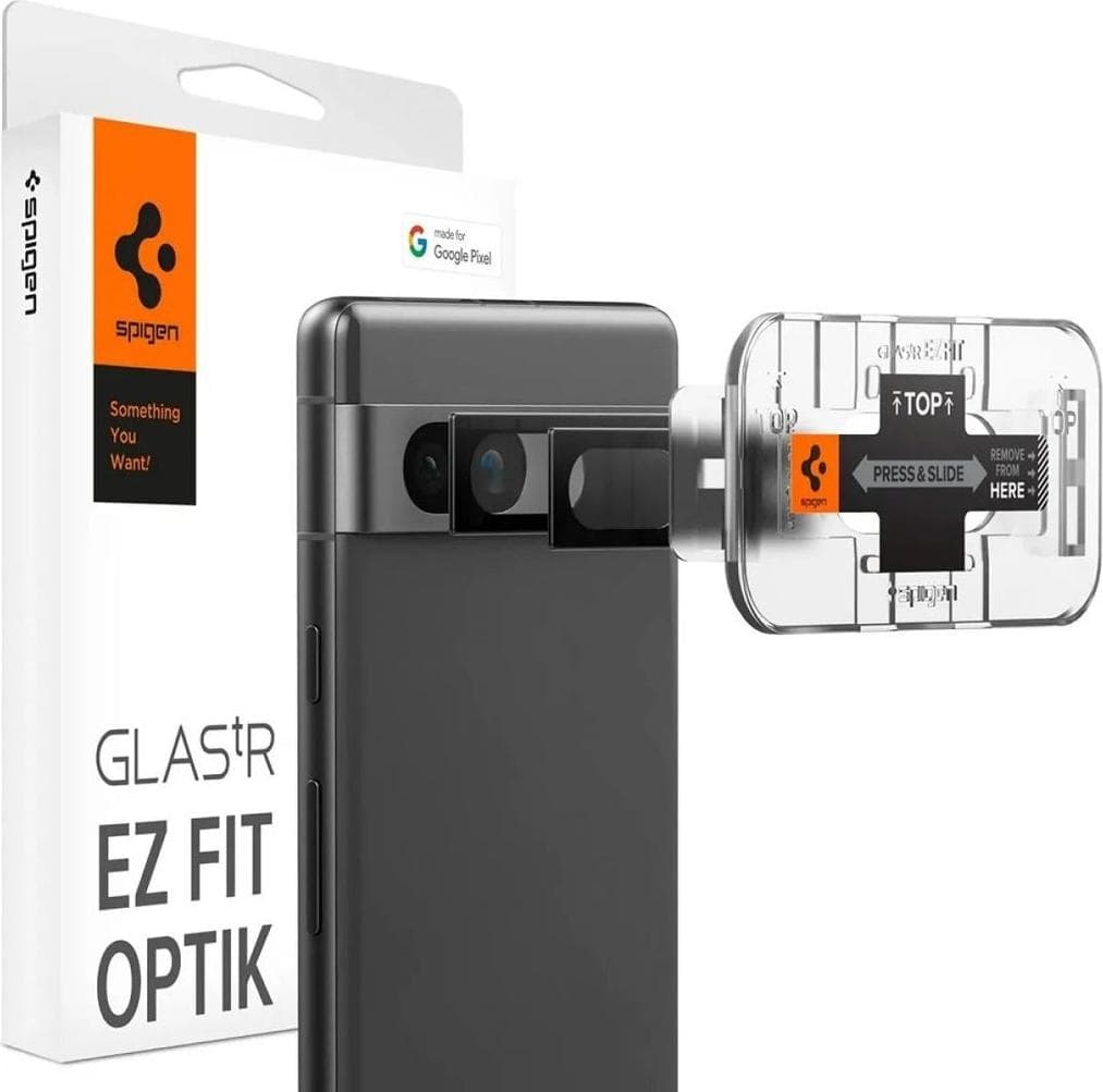 Комплект 2 броя предпазни стъклени протектора за камерата на Google Pixel 7a - Spigen Glass Optik Lens Protector 2 Pack (черен)