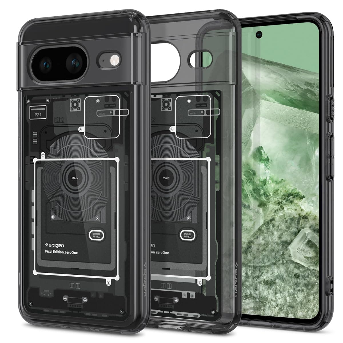 Хибриден кейс с висока степен на защита за Google Pixel 8 - Spigen Ultra Hybrid Zero One Case (черен-прозрачен)