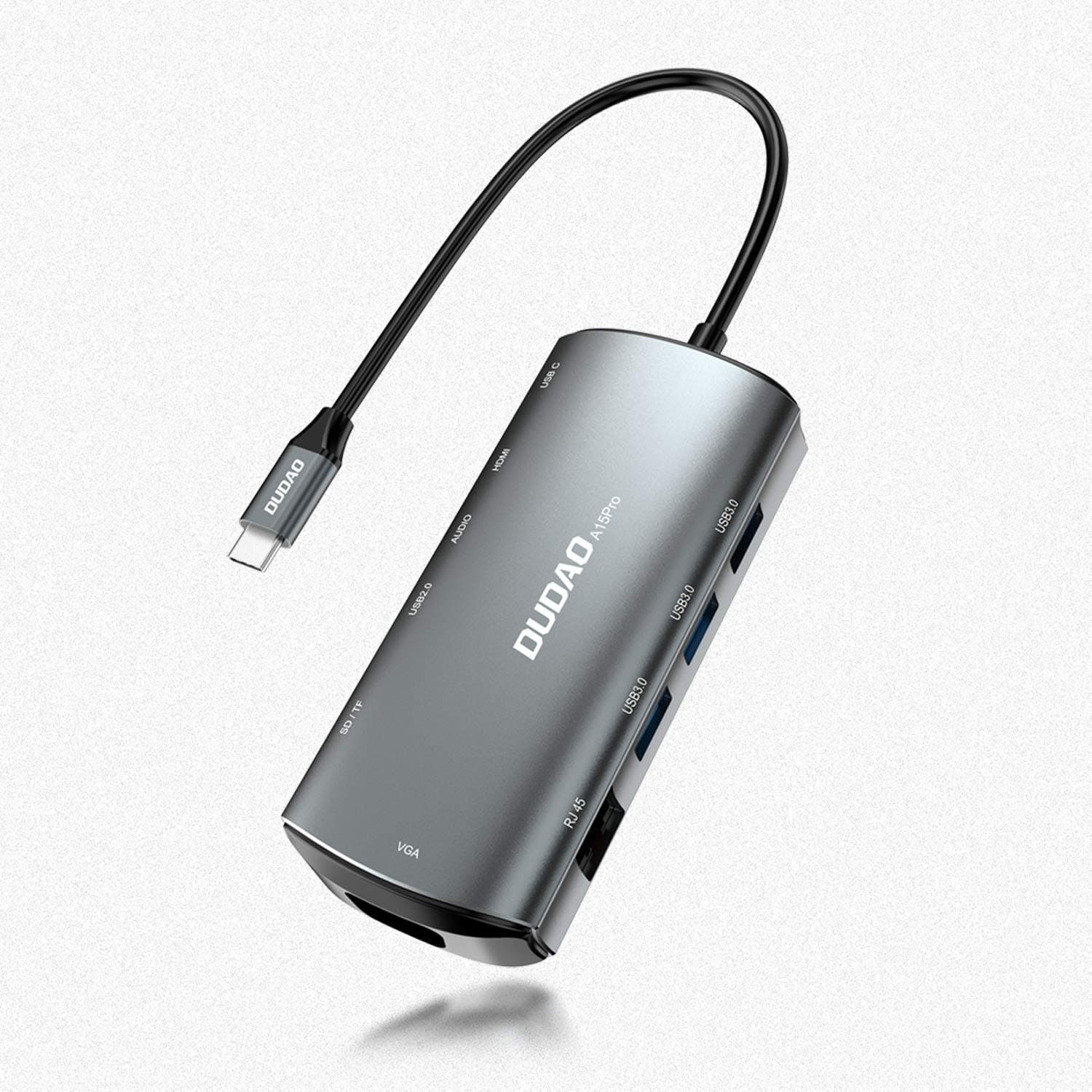 Докинг станция Dudao 11w1 multifunctional HUB, от USB C към 4x USB A, 1x USB C, 1x HDMI, 1x VGA, 1x RJ-45, 1x SD MicroSD, 1х 3.5 мм жак, сива