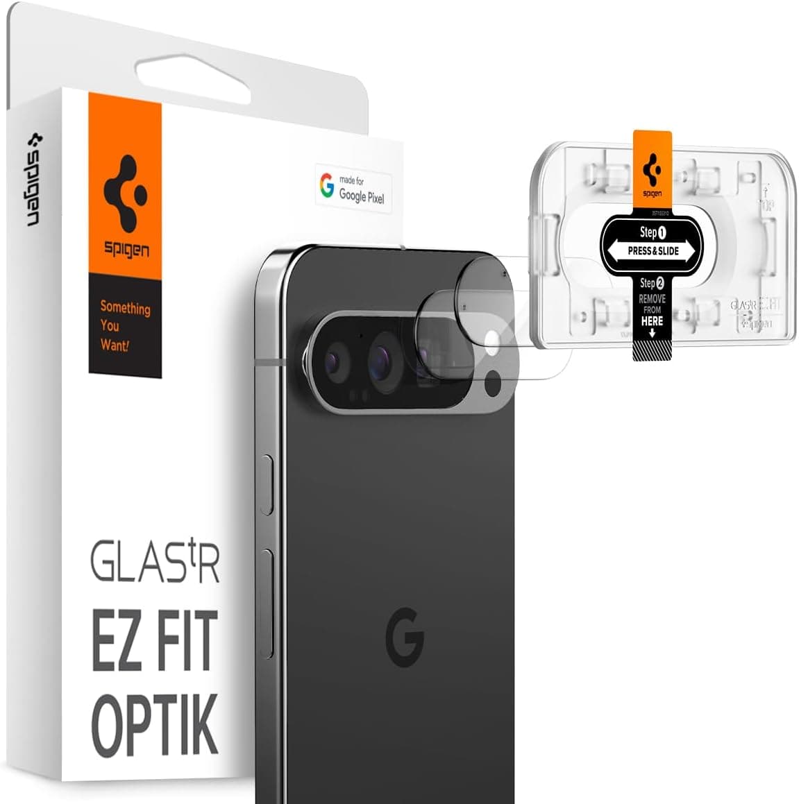 Комплект 2 броя предпазни стъклени протектори за камерата на Google Pixel 9 Pro - Spigen Glass Optik tR EZ Fit 2 Pack (прозрачен)
