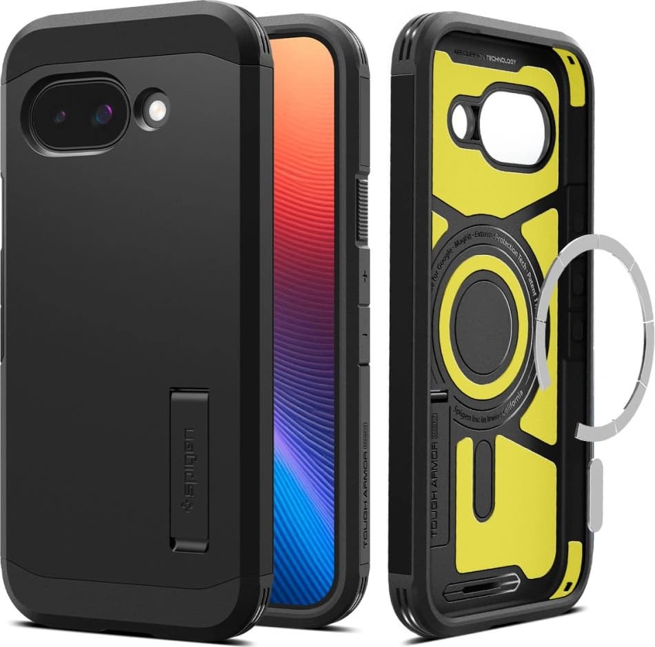 Хибриден кейс с най-висока степен на защита с MagSafe за Google Pixel 9a - Spigen Tough Armor AI MagSafe Case (черен)