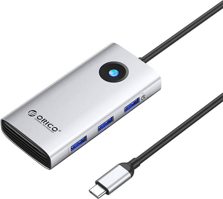 Докинг станция Orico PW11-6PR-SV-EP, от USB-C към 1x USB-C(PD), 3x USB-A, 1x HDMI 4K@30Hz, 1x RJ45, сребриста