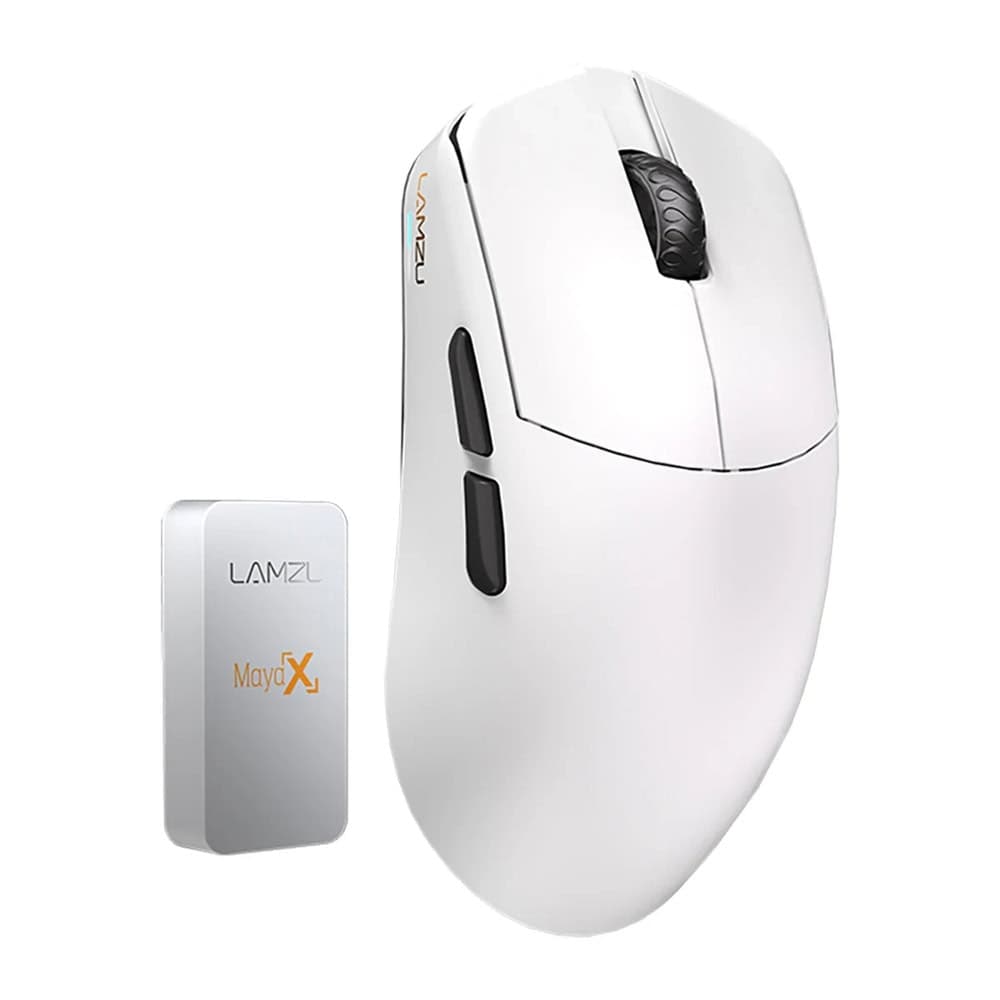 Мишка Lamzu Maya X 8K, оптична (30 000 dpi), жична/безжична, USB, бяла, гейминг, 8000Hz Polling rate, Pixart 3950 сензор