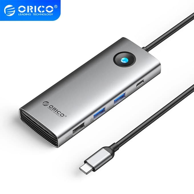 Докинг станция PW11-8PC-GY-EP, от USB Type-C към 1x USB-C (PD), 1x HDMI, 1x VGA, 1x RJ-45, 3x USB-A, сребриста