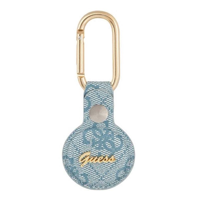 Стилен ключодържател от изкуствена кожа за Apple AirTag - Guess PU 4G Script Dog Clip AirTag Case (син)