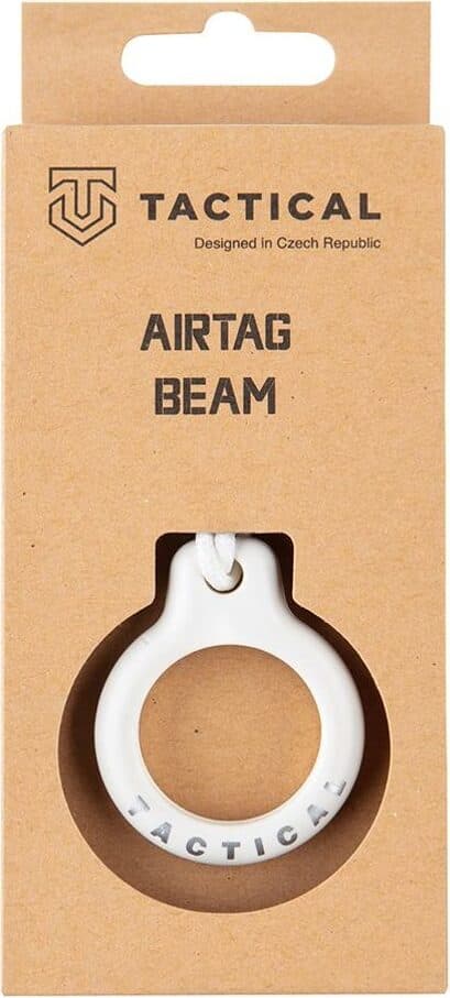 Стилен ключодържател от поликарбонат за Apple AirTag - Tactical AirTag Beam Rugged Case (бял)