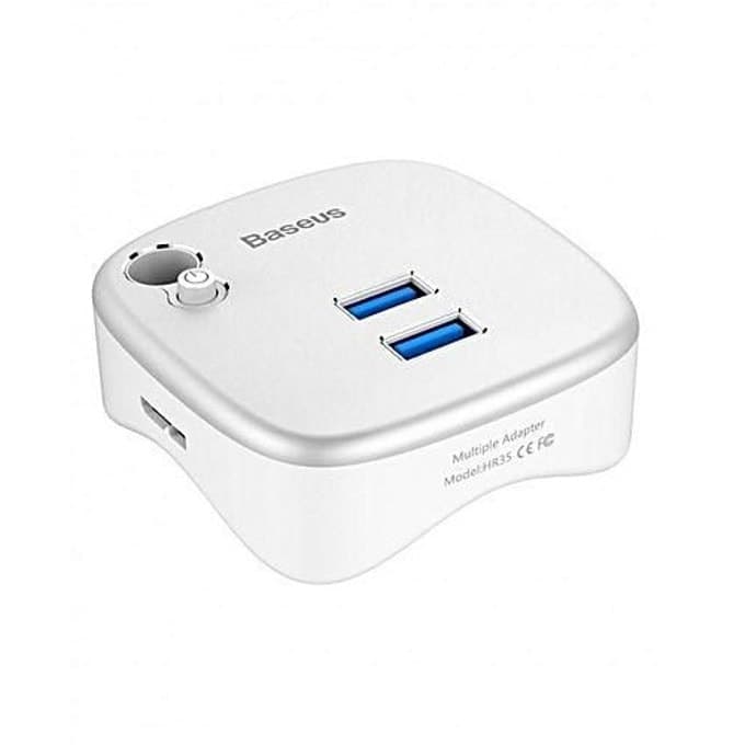 Докинг станция Baseus ACBOOK1-0S, от USB-A към 2x USB A, 1x RJ45, 1x SD четец, 1x MicroSD четец, бяла