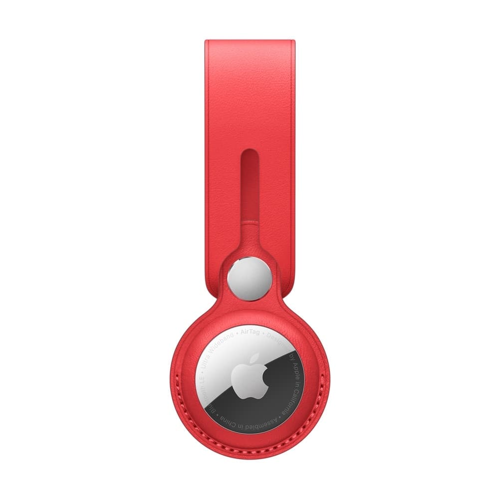 Стилна оригинална каишка от естествена кожа за Apple AirTag - Apple AirTag Leather Loop (червен)