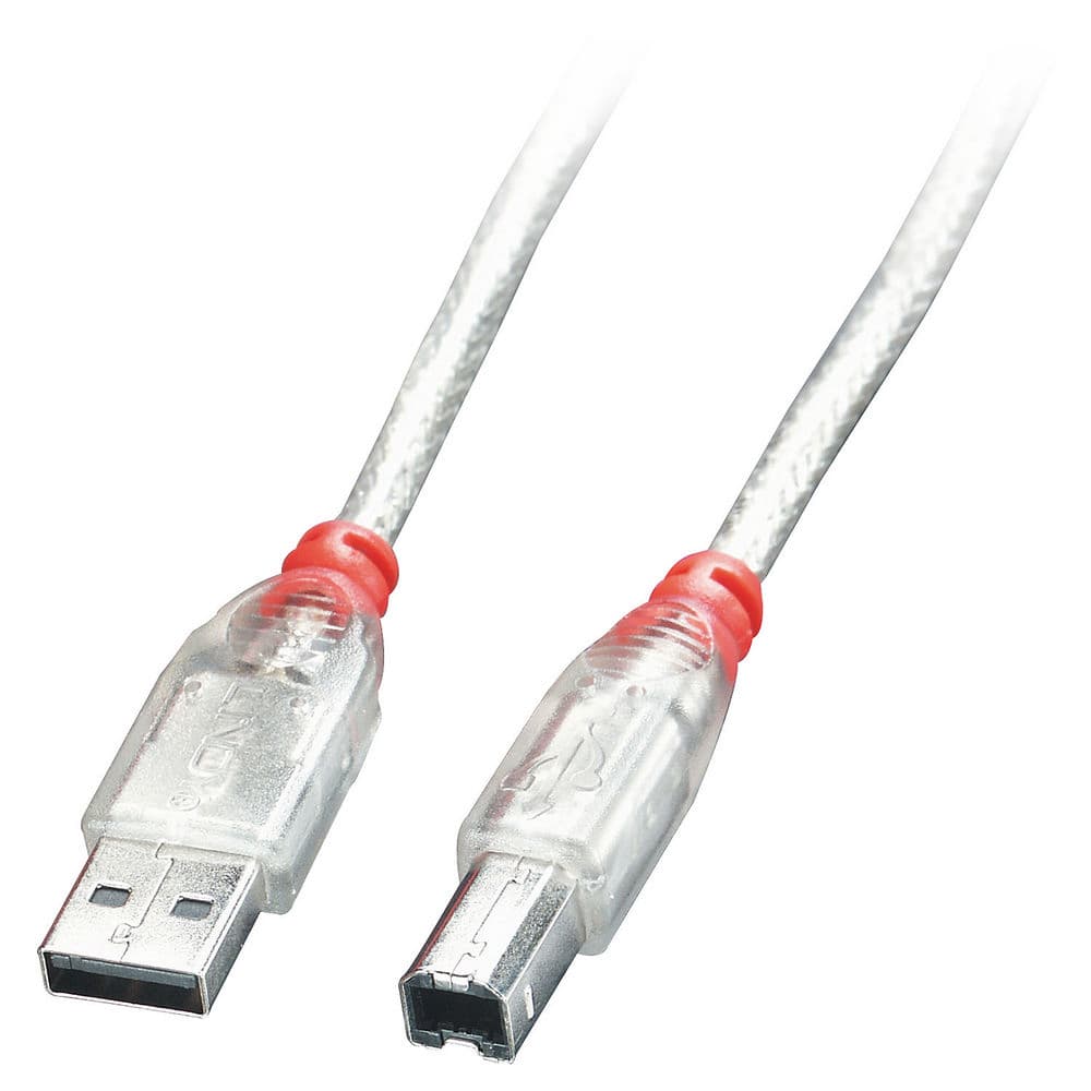 LINDY LNY-41755 :: USB 2.0 кабел Type A/B, M/M, прозрачен, 5.0 м