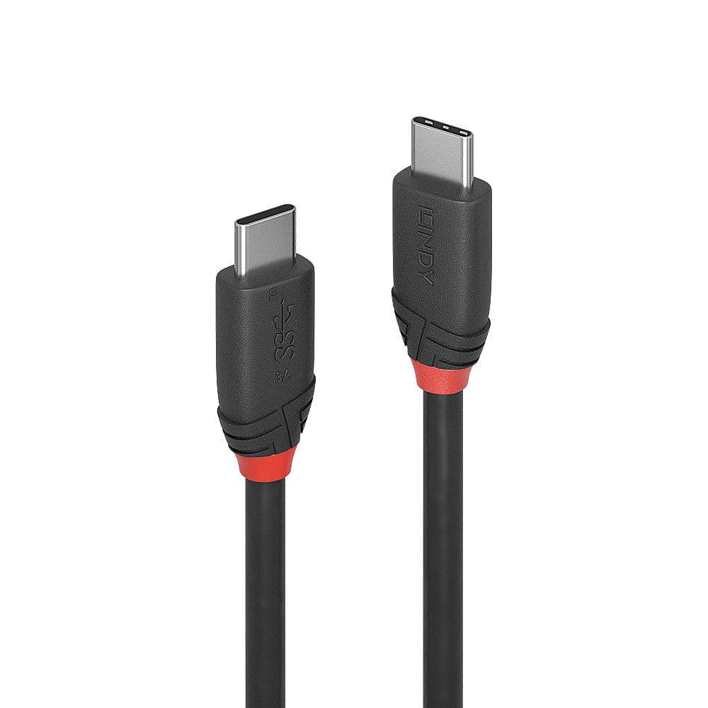 LINDY LNY-36905 :: Кабел USB 3.2, Type C към C, M/M, 20Gbps, 3A, черен Line, черен, 0.5 м