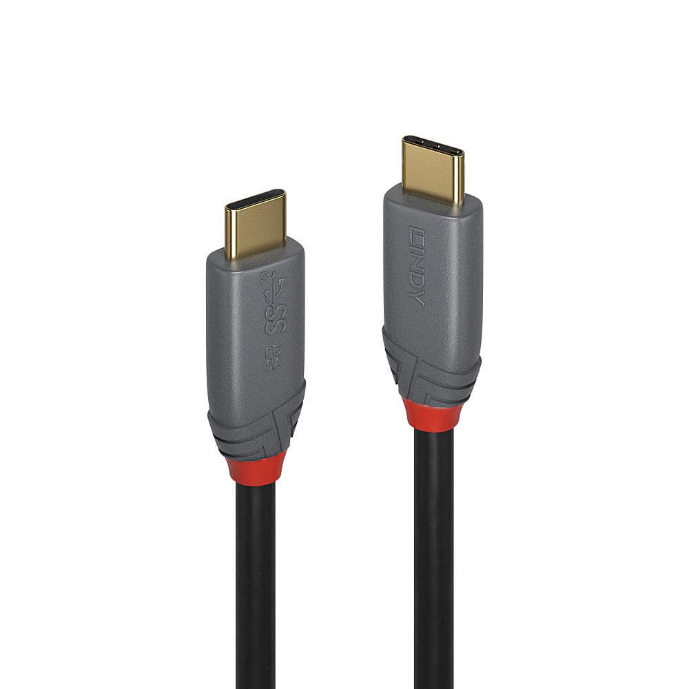 LINDY LNY-36900 :: Кабел USB 3.2, Type C към C, M/M, 20Gbps, 5A, PD, Anthra Line, черен, 0.5 м