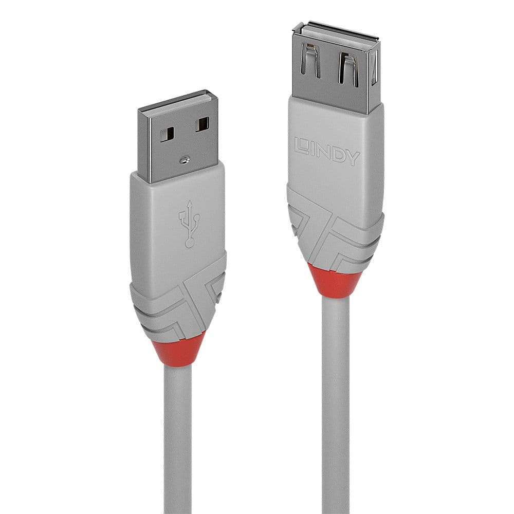LINDY LNY-36713 :: Удължителен кабел, USB 2.0, Type A, M/F, Anthra Line, сив, 2.0 м