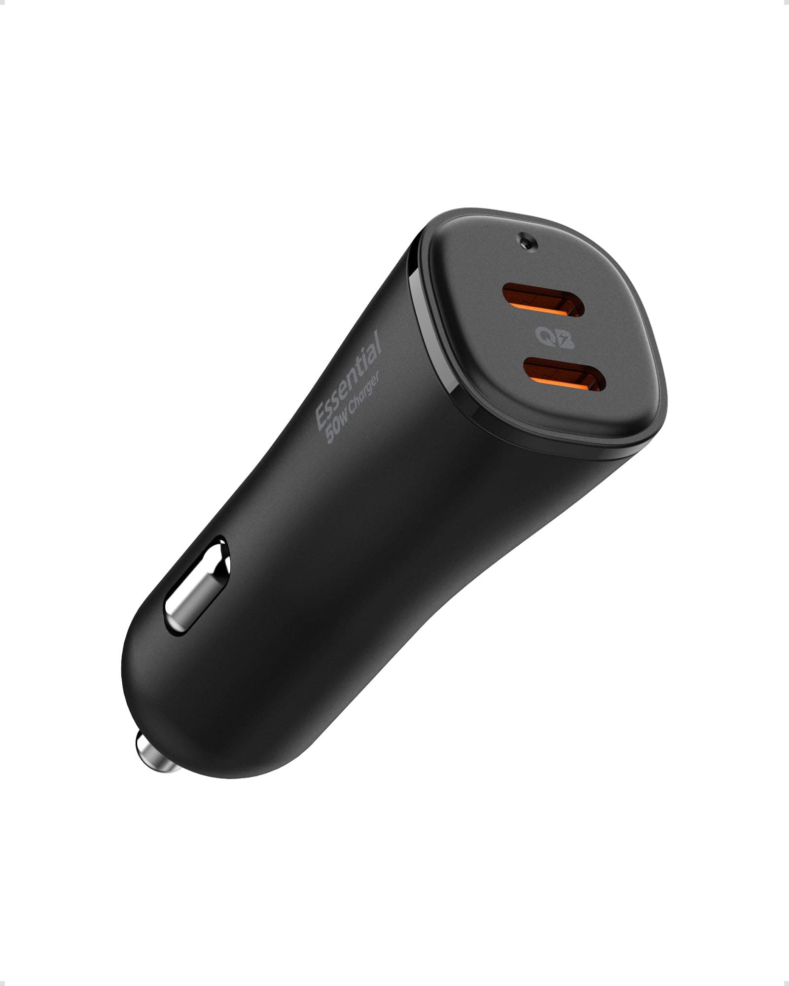 Зарядно за кола с 2xUSB-C изхода и технология за бързо зареждане - Spigen EV502 Essential Dual USB-C Car Charger 50W (черен)