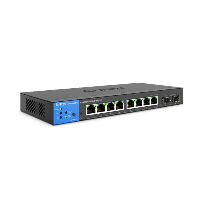 LINKSYS LGS310MPC :: 8-портов Managed Gigabit Switch, PoE+, 2x SFP