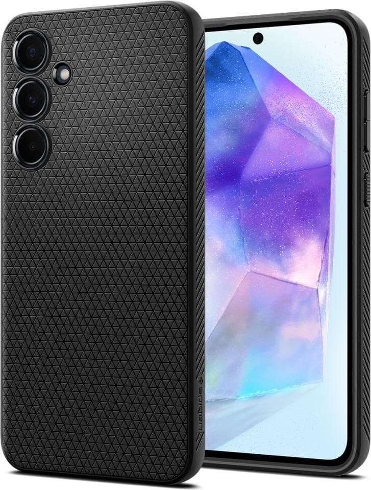 Силиконов (TPU) калъф с висока степен на защита за Samsung Galaxy A55 - Spigen Liquid Air Case (черен)