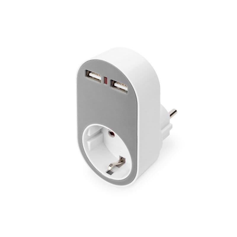 DIGITUS DA-70617 :: Зарядно, 2 USB порта, шуко контакт, 5V / 2.1 А