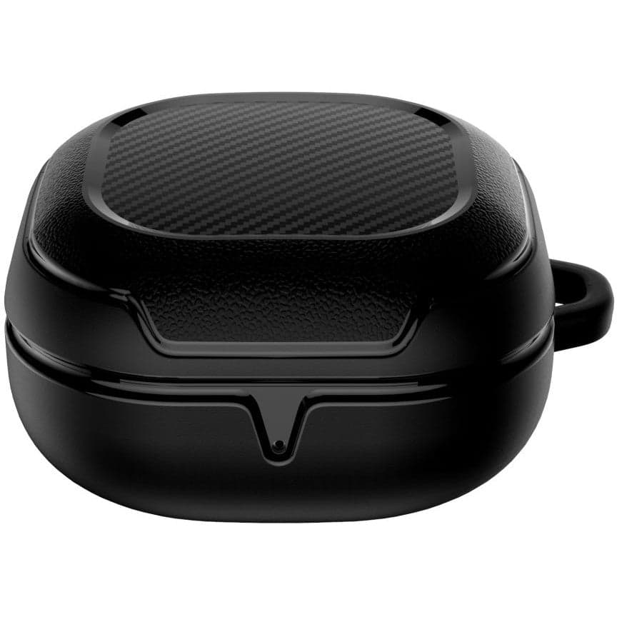 Силиконов (TPU) калъф с карабинер за Samsung Galaxy Buds 2, Galaxy Buds Live, Galaxy Buds Pro - Tech-Protect Rough Carbon TPU Case (черен)