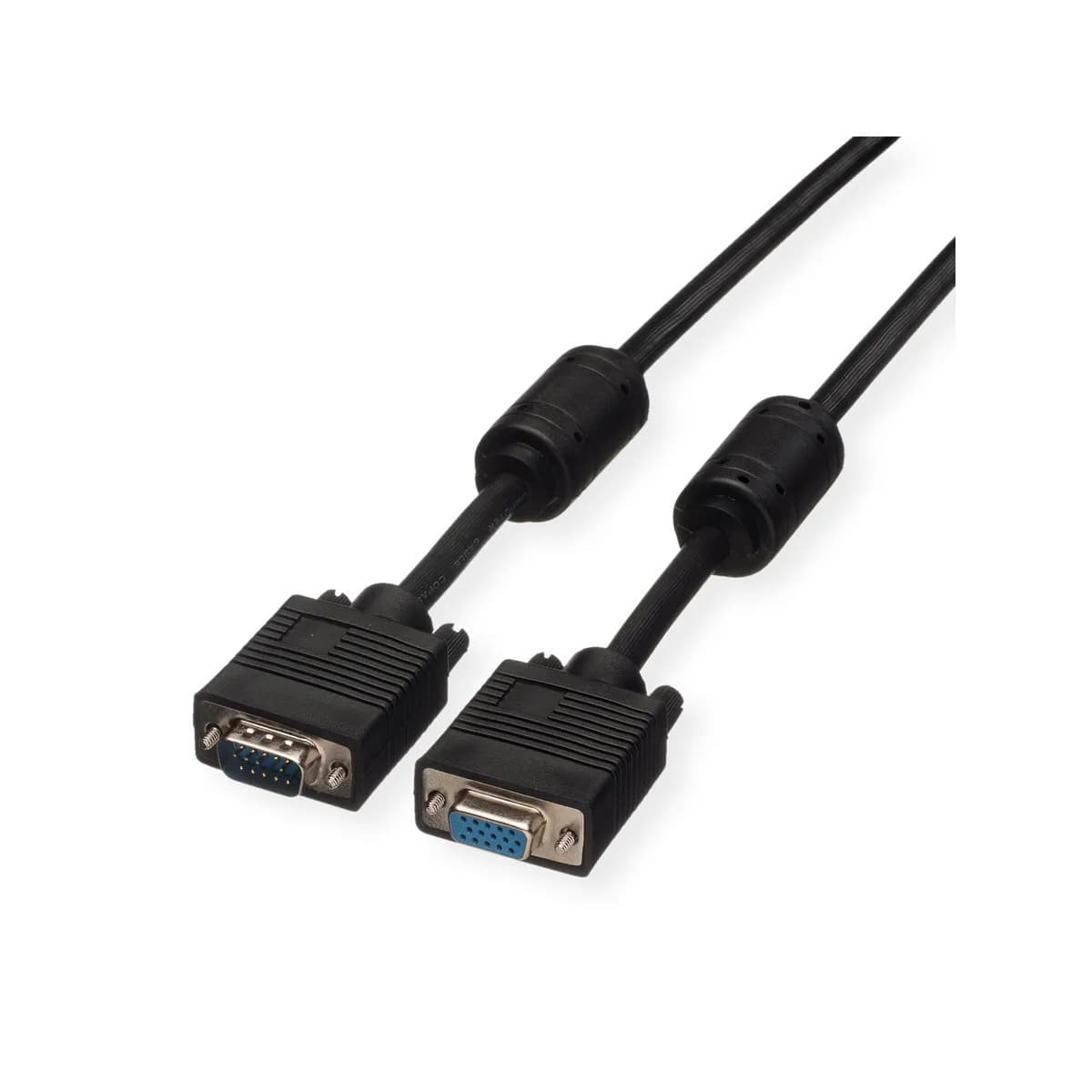 ROLINE 11.04.5356 :: VGA кабел HD15 M/F, 6.0 м с феритни накрайници, удължителен, Quality