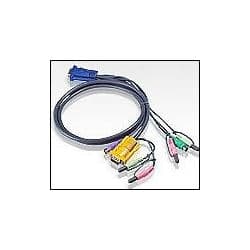 ATEN 2L-5303P :: KVM кабел, HD15 M + 2x PS2 M + 2 Audio plugs >> SPHD15 M + 2 Audio jacks, 3.0 м