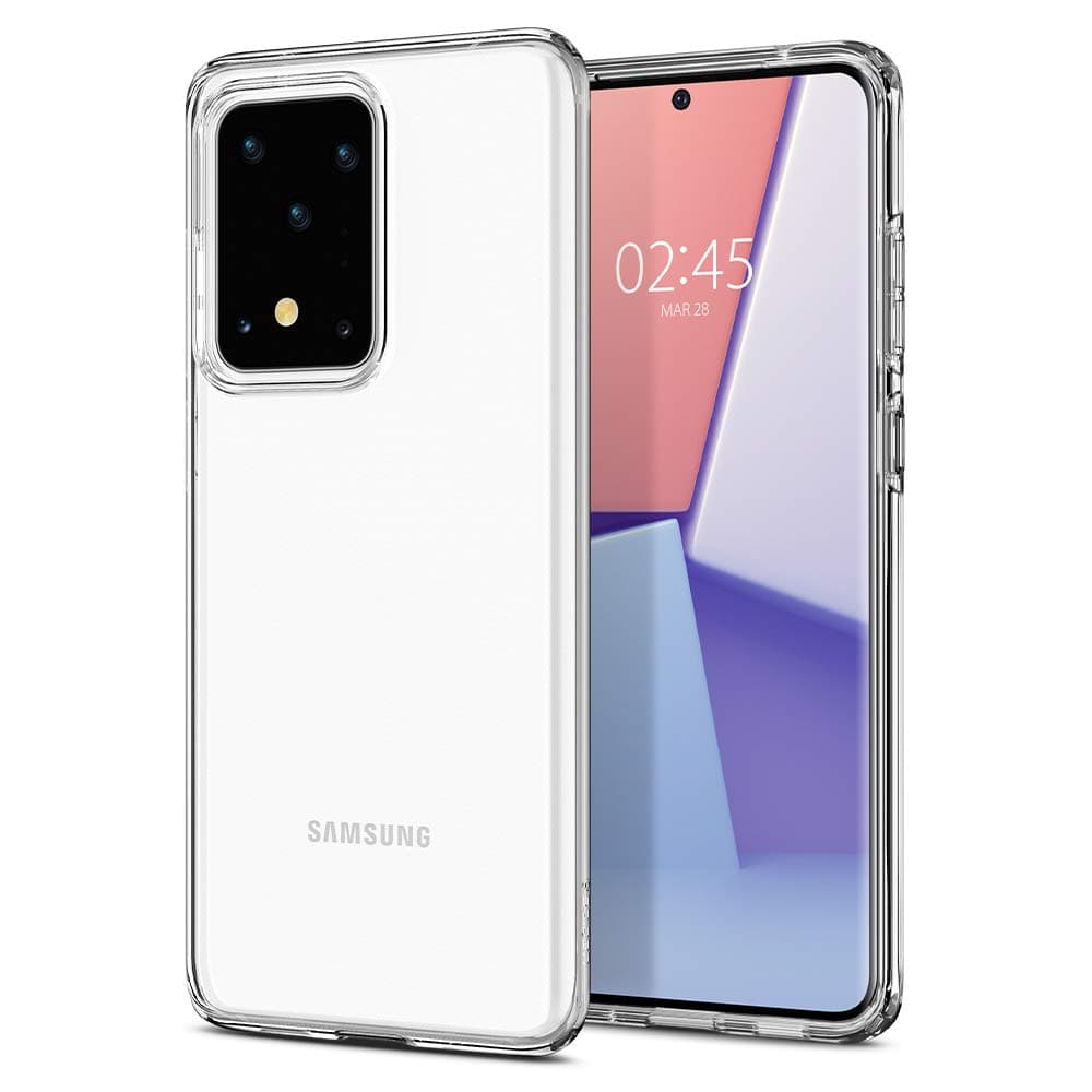 Тънък качествен силиконов (TPU) калъф за Samsung Galaxy S20 Ultra (прозрачен) - Spigen Crystal Flex Case
