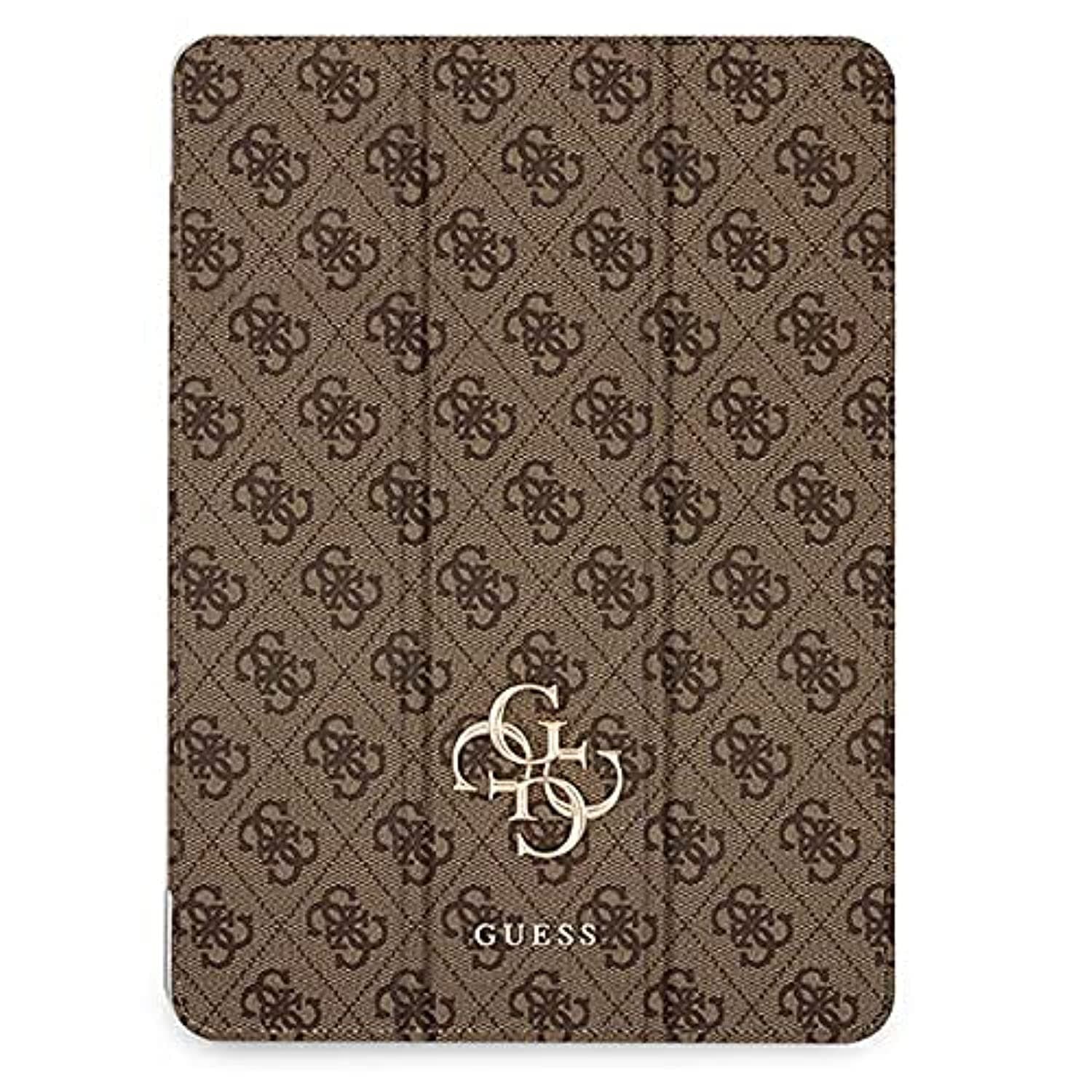 Дизайнерски кожен кейс и поставка за iPad Pro 12.9 M1 (2021) - Guess 4G Folio Cover (кафяв)