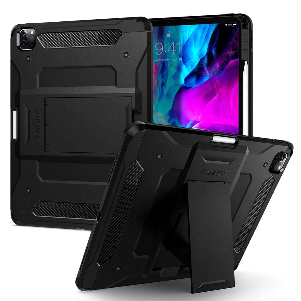 Хибриден кейс с най-висока степен на защита за iPad Pro 12.9 (2020) - Spigen Tough Armor Pro Case (тъмнозелен)