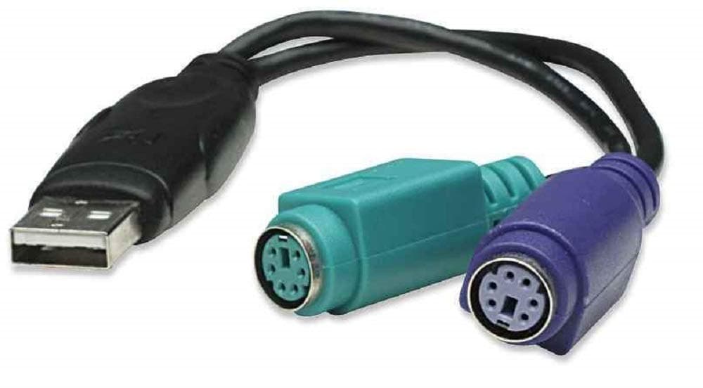 Преходник Manhattan 2075120001, от USB A(м) към PS/2 (ж)