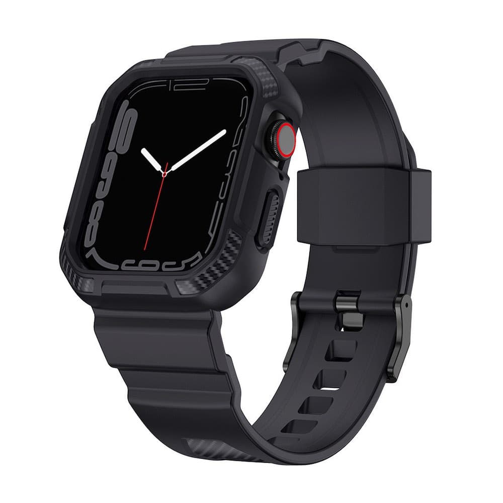 Удароустойчив TPU кейс с вградена каишка за Apple Watch 44мм, 45мм - Kingxbar 2in1 Watch Strap and Case CYF537 (сив)