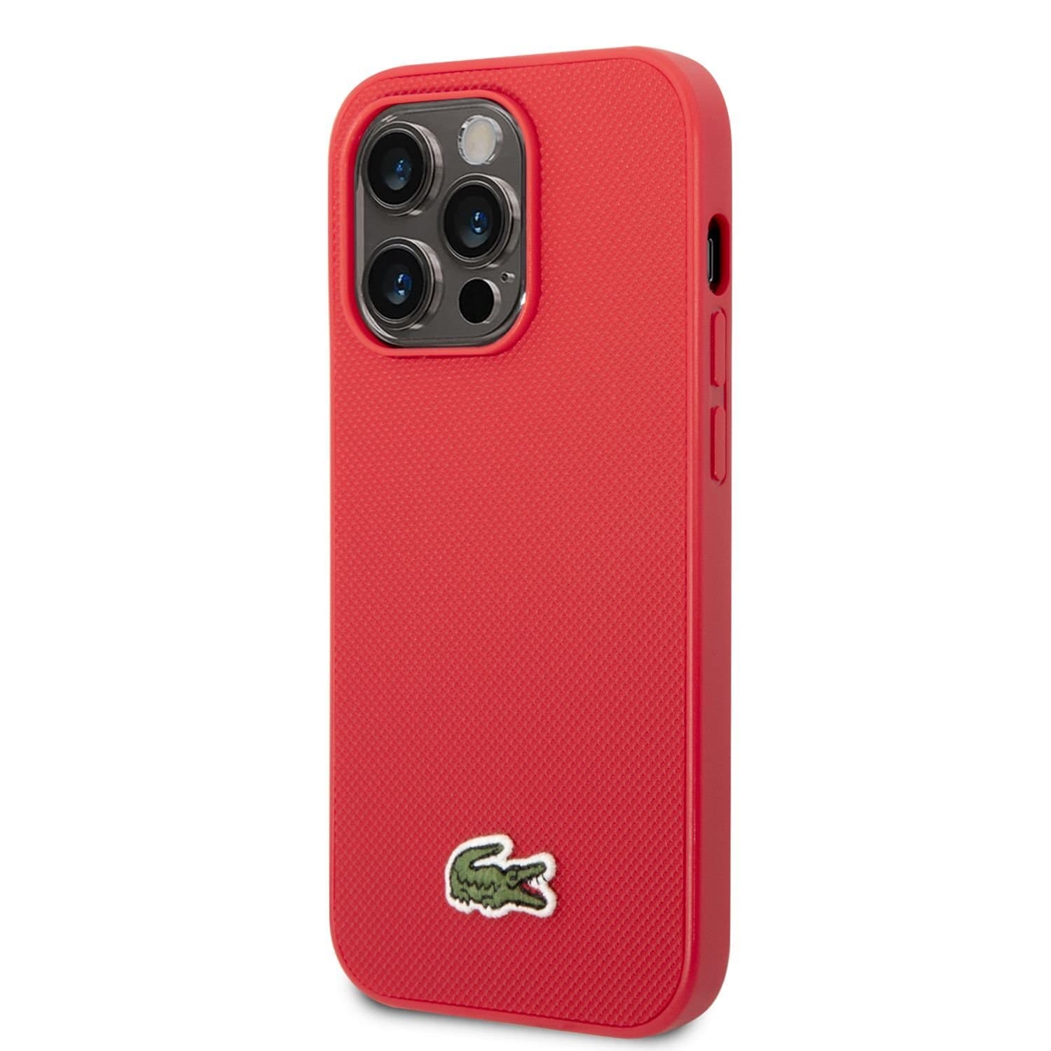 Дизайнерски кожен кейс за iPhone 14 Pro - Lacoste Iconic Petit Pique Logo Case (червен)