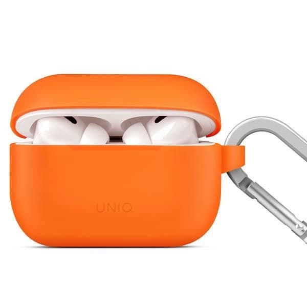 Силиконов (TPU) калъф с карабинер и силиконово въженце за Apple AirPods Pro 2 - Uniq Vencer Silicone Hang Case (оранжев)