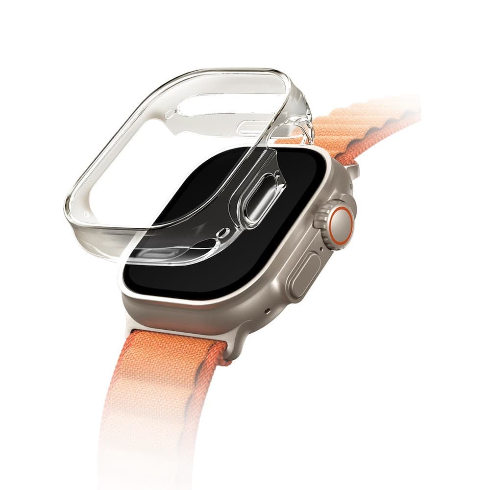 Качествен силиконов (TPU) кейс с вграден протектор за дисплея на Apple Watch Ultra, Ultra 2 49мм - Uniq Garde Hybrid Apple Watch Case (прозрачен)