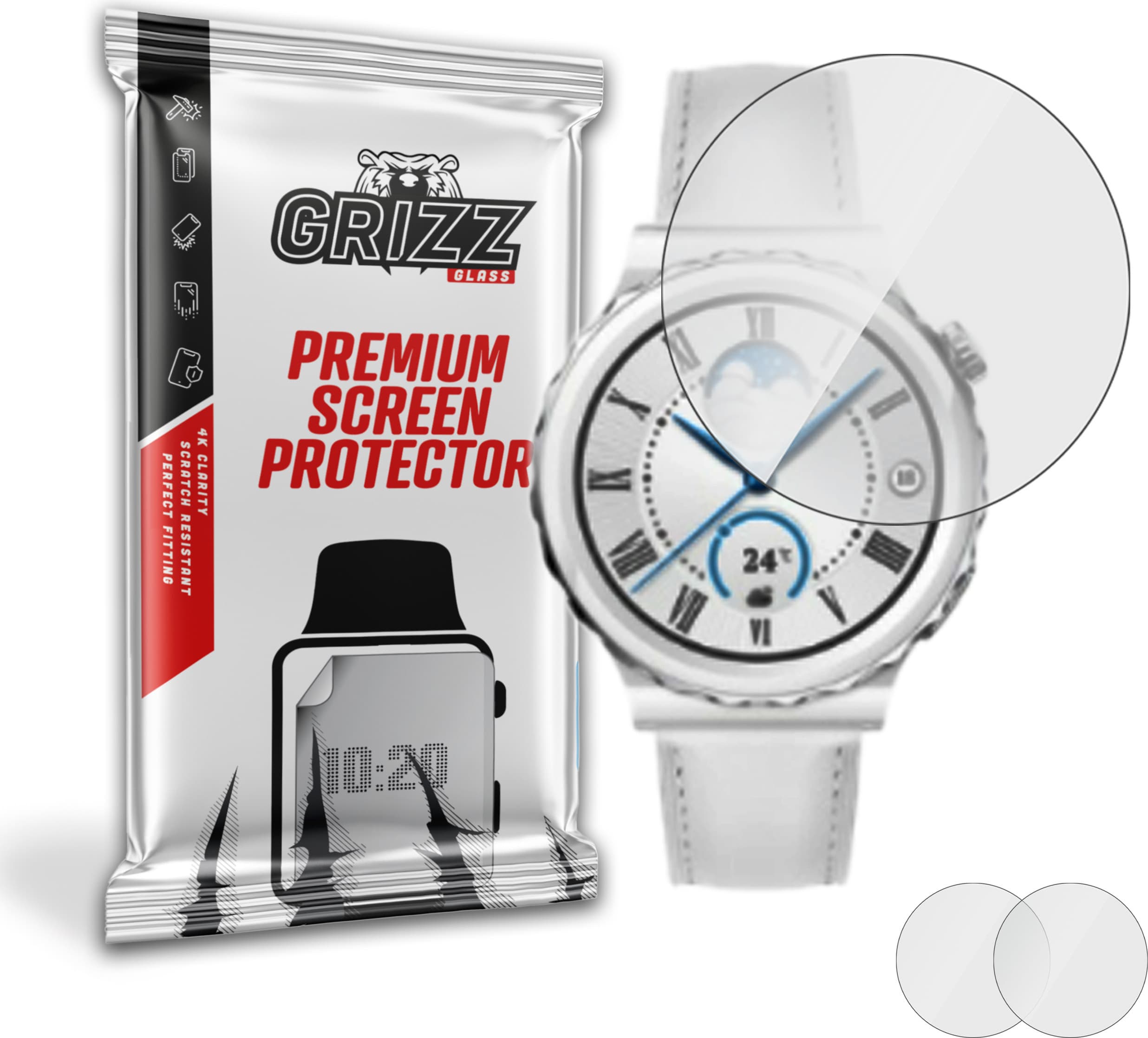 Хибридно защитно покритие за дисплея на Huawei Watch GT3 Pro 43мм (2 броя) - GrizzGlass Hybrid Glass Protector Set (прозрачен)