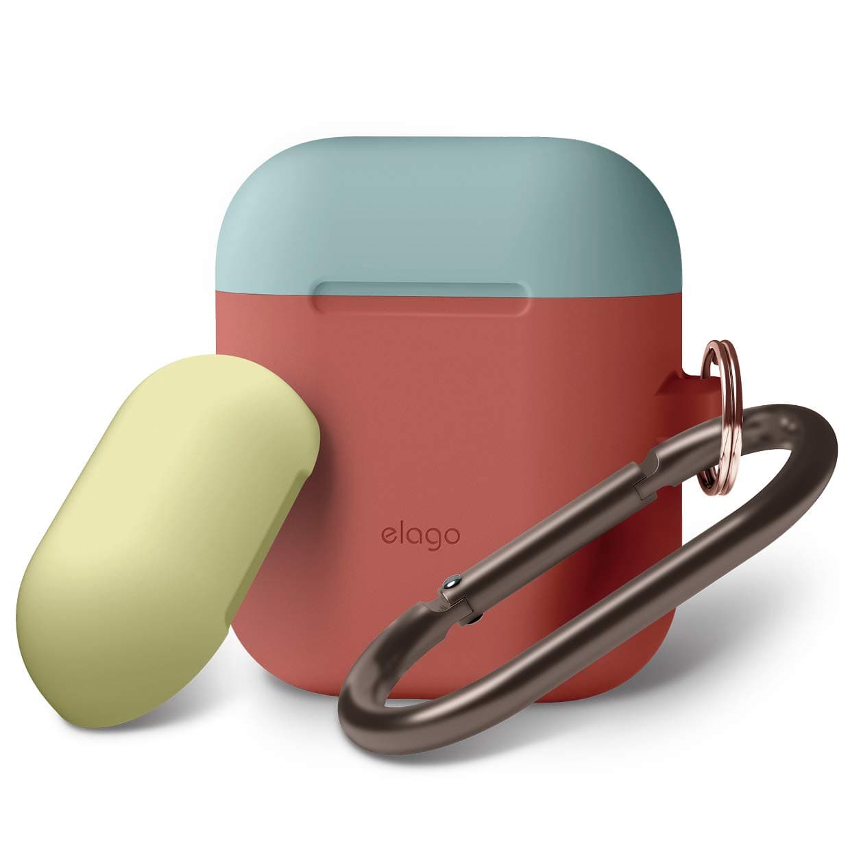 Калъф за слушалки Elago Duo Hang Silicone Case EAPDH-DBR-YEPBL, за Apple AirPods, силиконов, червен