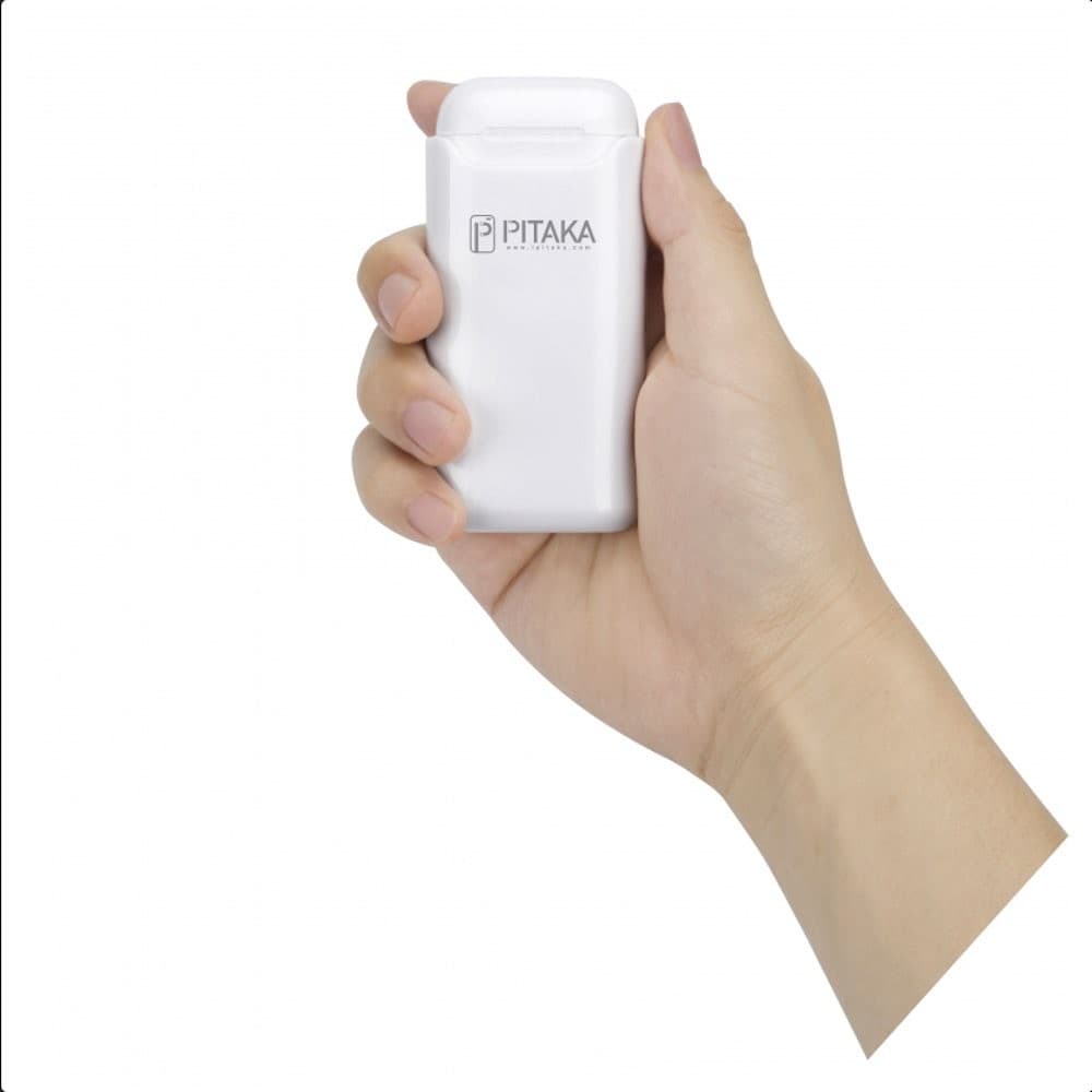 Преносима външна батерия за AirPods и Apple AirPods 2 - Pitaka Air Pal Aramid Fiber AirPods Powerbank 1200mAh (бял)