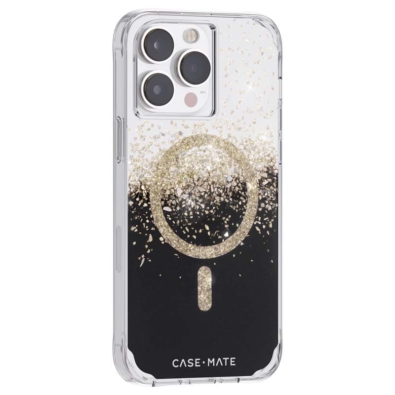 Дизайнерски удароустойчив кейс със златни нишки и MagSafe за iPhone 14 Pro Max - CaseMate Karat Onyx MagSafe Case (прозрачен)