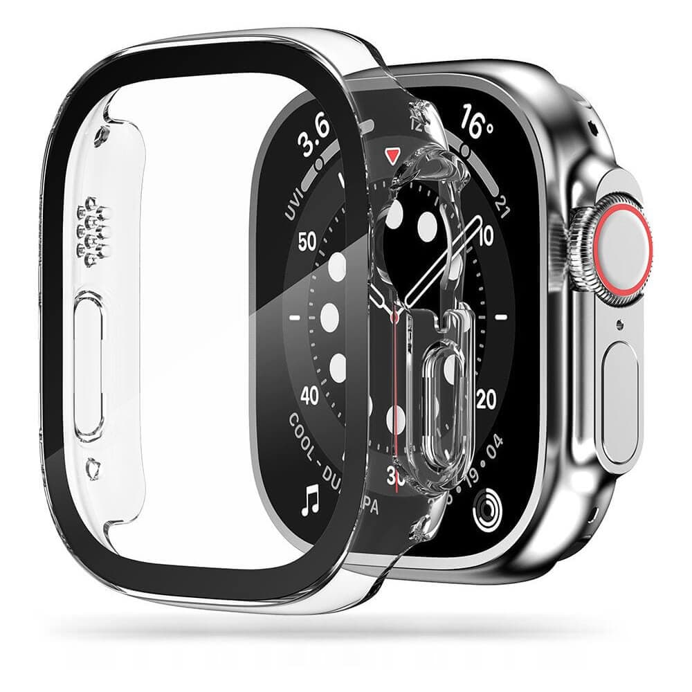 Качествен твърд кейс с вграден стъклен протектор за дисплея на Apple Watch Ultra, Ultra 2 49мм - JC Defense360 Case (прозрачен)
