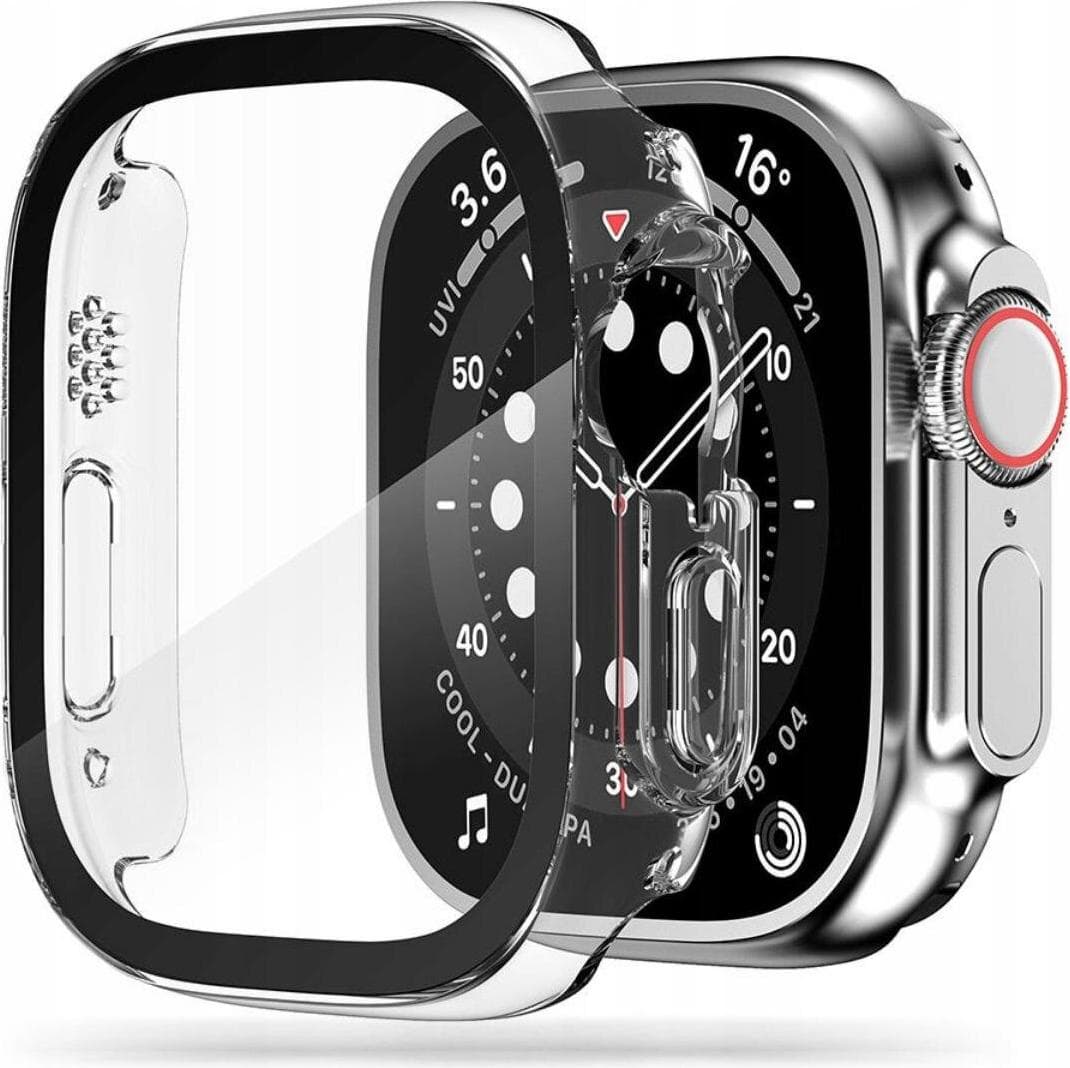 Качествен твърд кейс с вграден стъклен протектор за дисплея на Apple Watch Ultra, Ultra 2, Ultra 3 49мм - Tech-protect Defense360 Case (прозрачен)