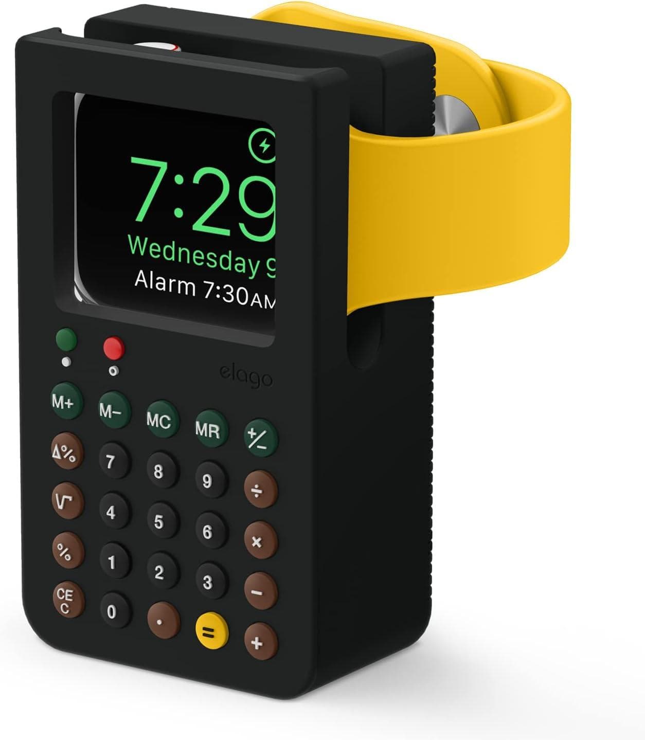 Силиконова винтидж поставка с формата на калкулатор за Apple Watch - Elago W8 Watch Stand (черна)
