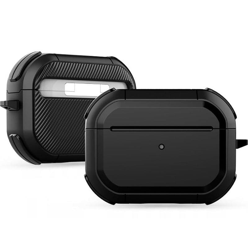 Хибриден удароустойчив кейс с карабинер за Apple Airpods Pro, Airpods Pro 2 - Tech-Protect Rough Hybrid Case (черен)