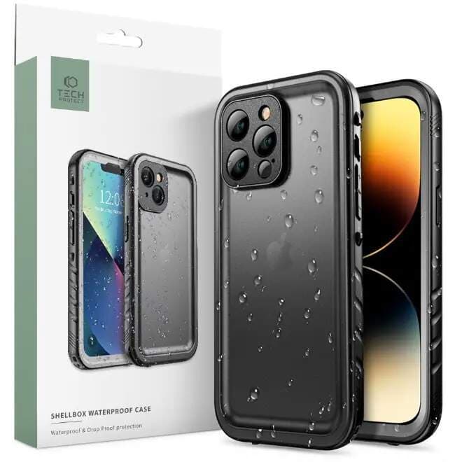 Ударо и водоустойчив кейс за iPhone 14 Pro Max - Tech-Protect Shellbox IP68 Waterproof Case (черен)