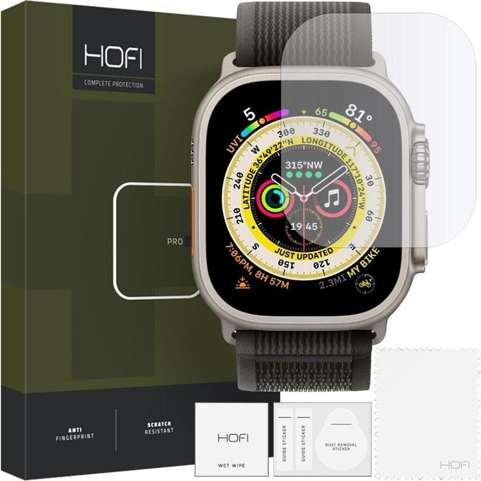 Калено стъклено защитно покритие на Apple Watch Ultra, Ultra 2, Ultra 3 49 мм - Hofi Glass Pro Plus Screen Protector (прозрачен)