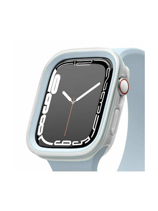 Силиконов (TPU) кейс с две сменяеми поликарбонатни части за Apple Watch 7 45мм, Apple Watch 8 45мм - Elago Duo Apple Watch Case (прозрачен-мат и светлосин)