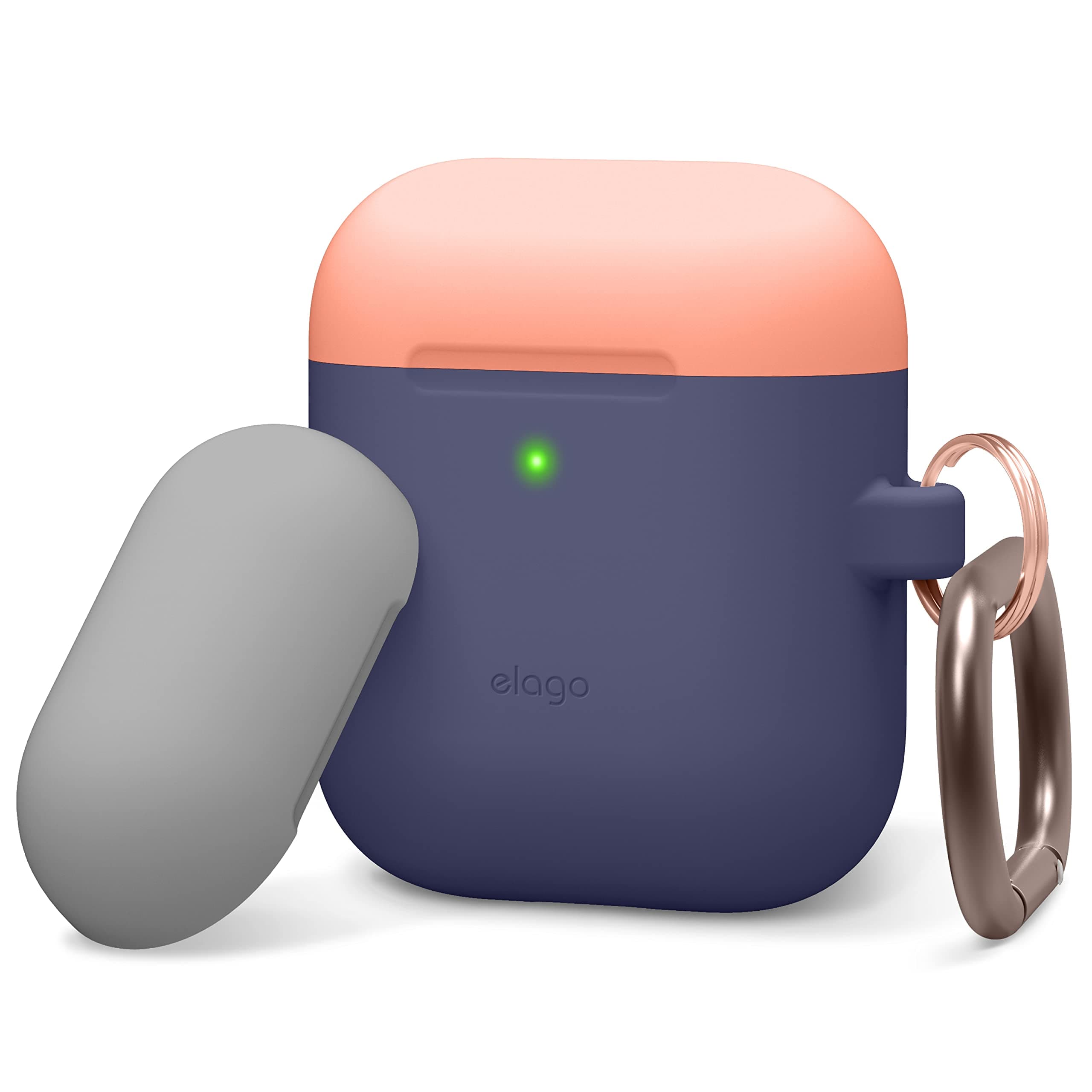 Калъф за слушалки Elago Duo Hang Silicone Case EAPDH-JIN-PEMGY, за Apple AirPods, силиконов, тъмносин