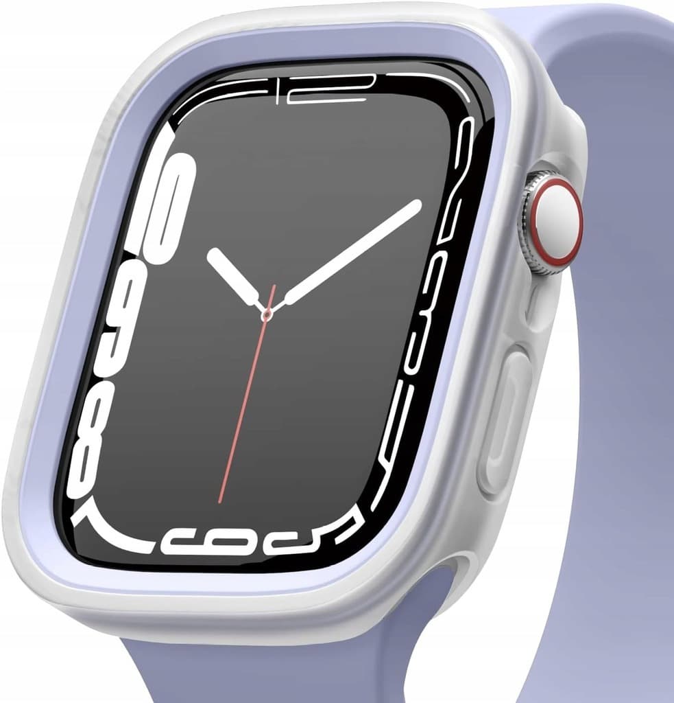 Силиконов (TPU) кейс с две сменяеми поликарбонатни части за Apple Watch 7 41мм, Apple Watch 8 41мм - Elago Duo Apple Watch Case (прозрачен-мат и лилав)