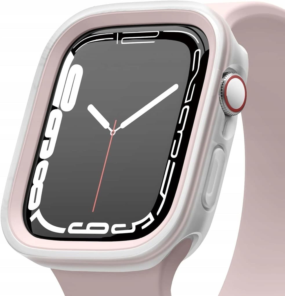 Силиконов (TPU) кейс с две сменяеми поликарбонатни части за Apple Watch 7 41мм, Apple Watch 8 41мм - Elago Duo Apple Watch Case (прозрачен-мат и розов)