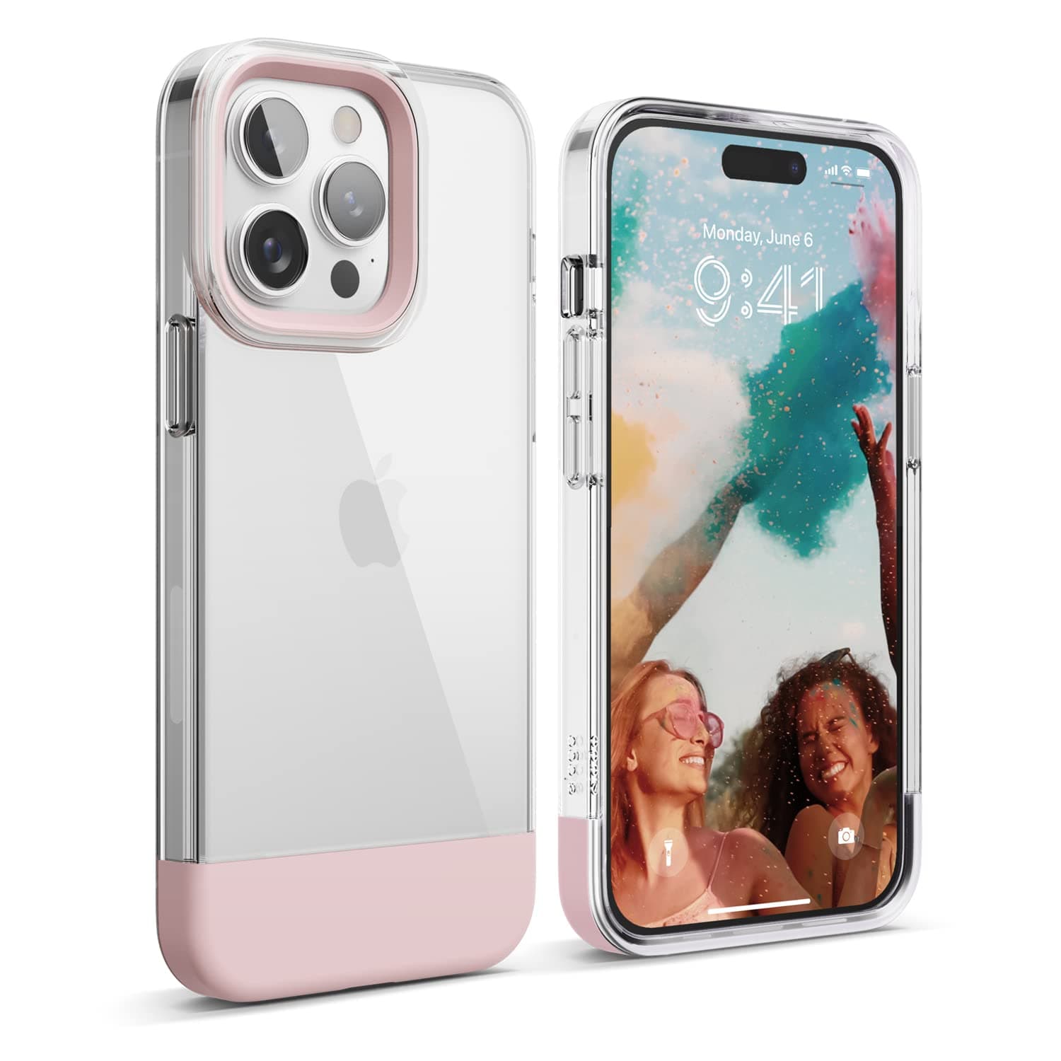 Удароустойчив силиконов (TPU) калъф за iPhone 14 Pro Max - Elago Glide Case (прозрачен-розов)