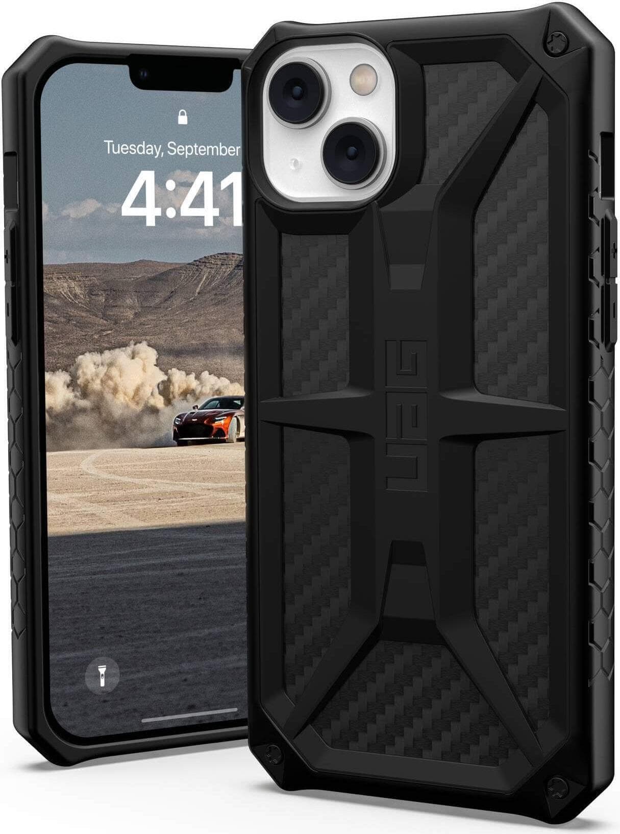 Удароустойчив хибриден кейс за iPhone 14 Plus - Urban Armor Gear Monarch Case (черен-карбон)